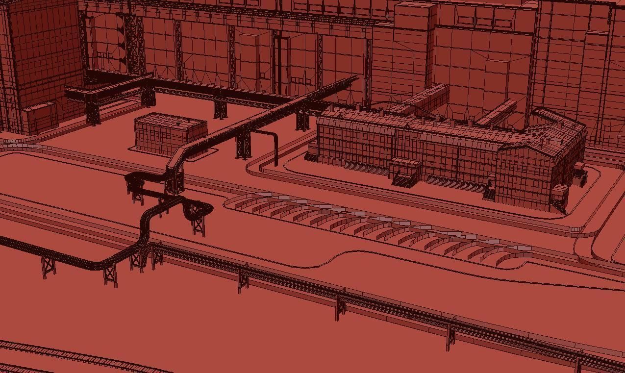 Factory site of nuclear power plant Low-poly 3D model_19