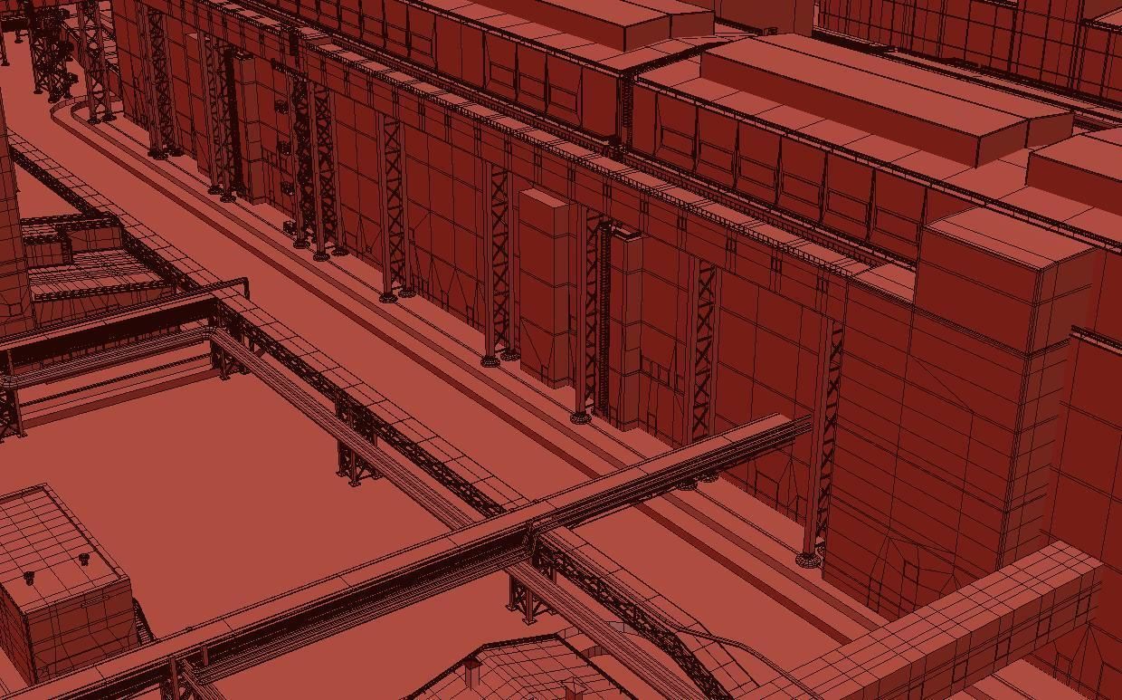 Factory site of nuclear power plant Low-poly 3D model_23
