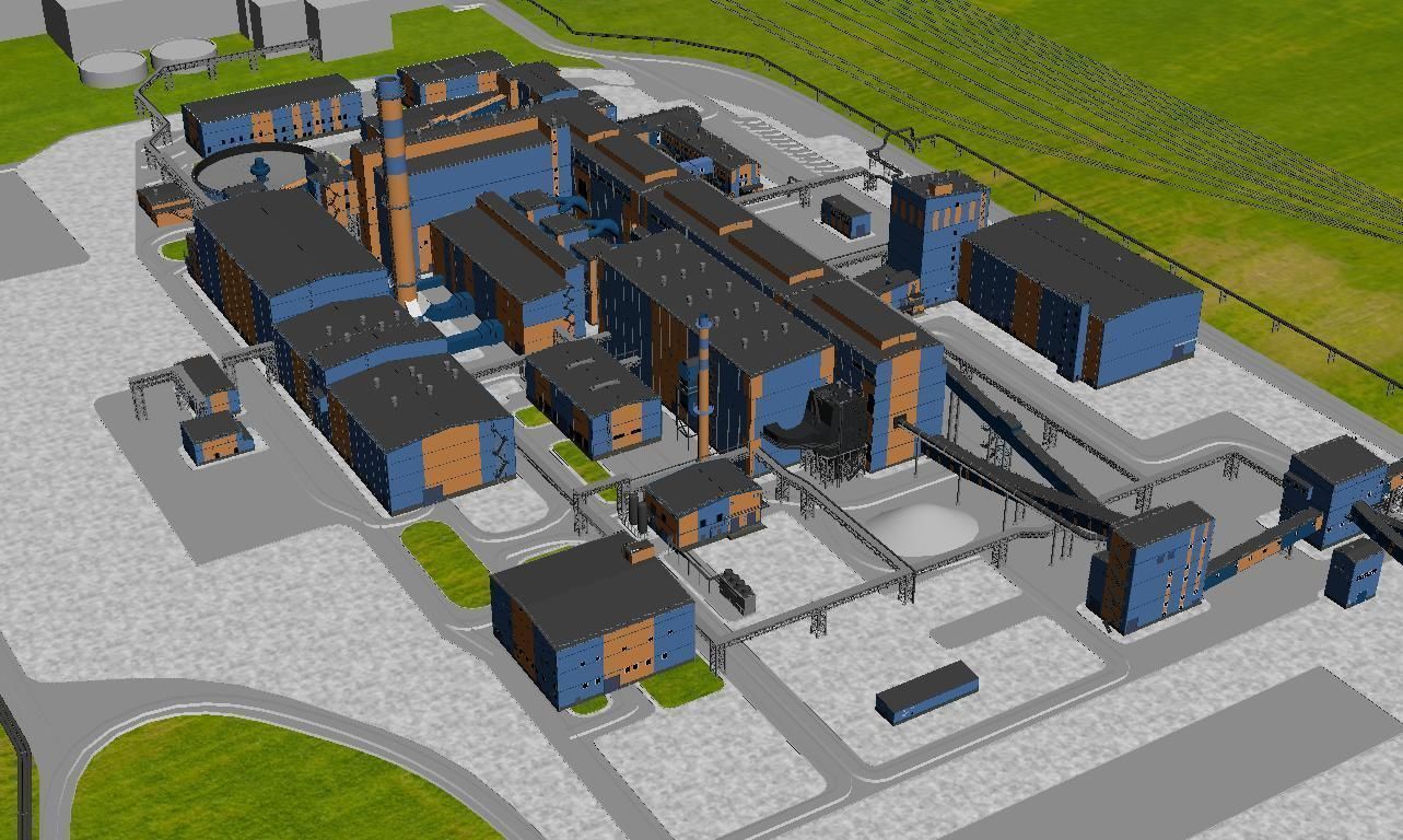 Factory site of nuclear power plant Low-poly 3D model_13
