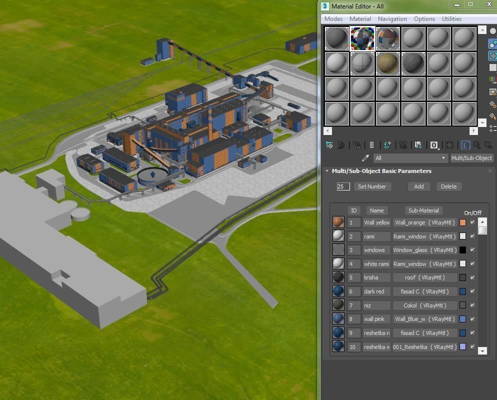 Factory site of nuclear power plant Low-poly 3D model_14