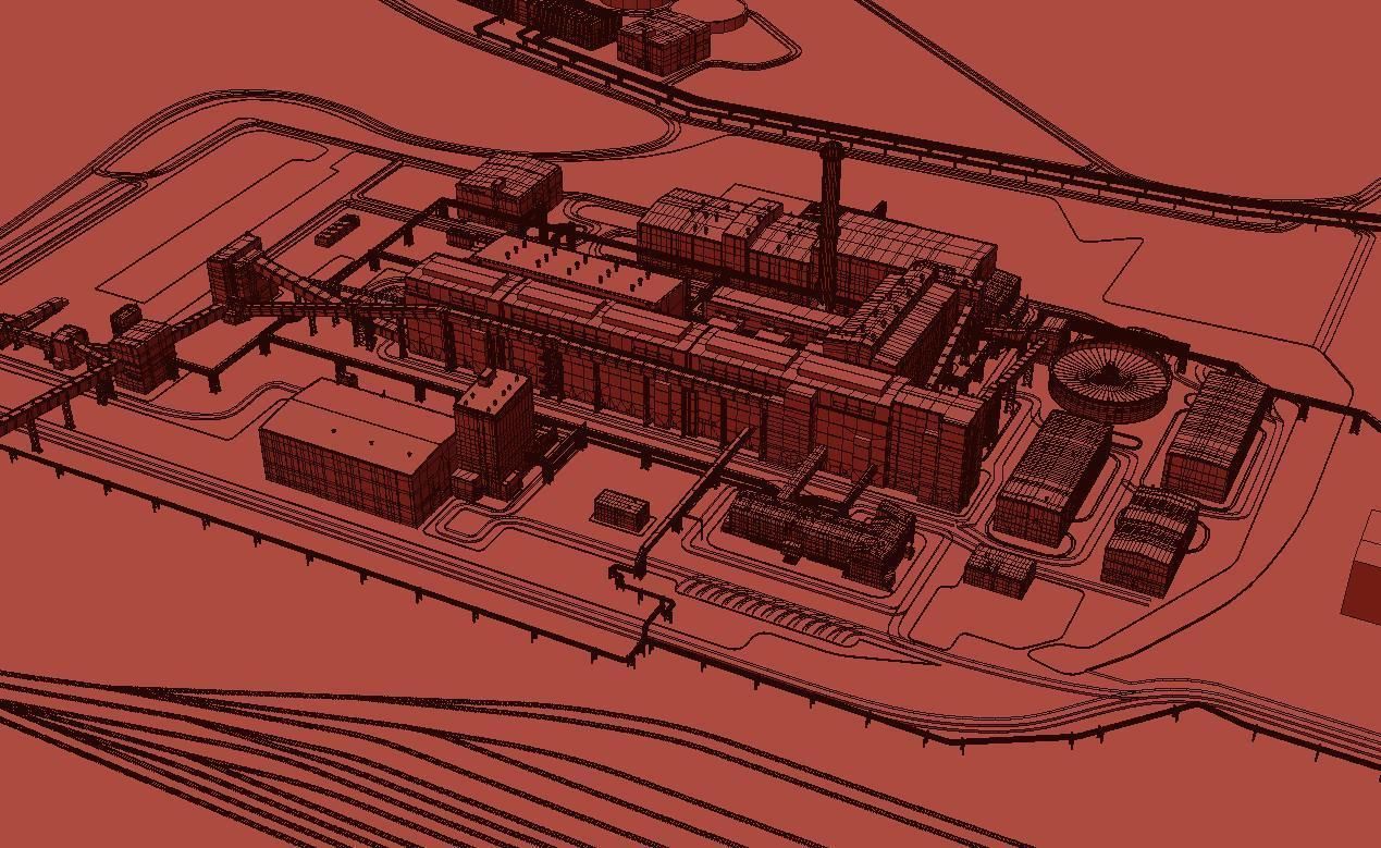 Factory site of nuclear power plant Low-poly 3D model_18