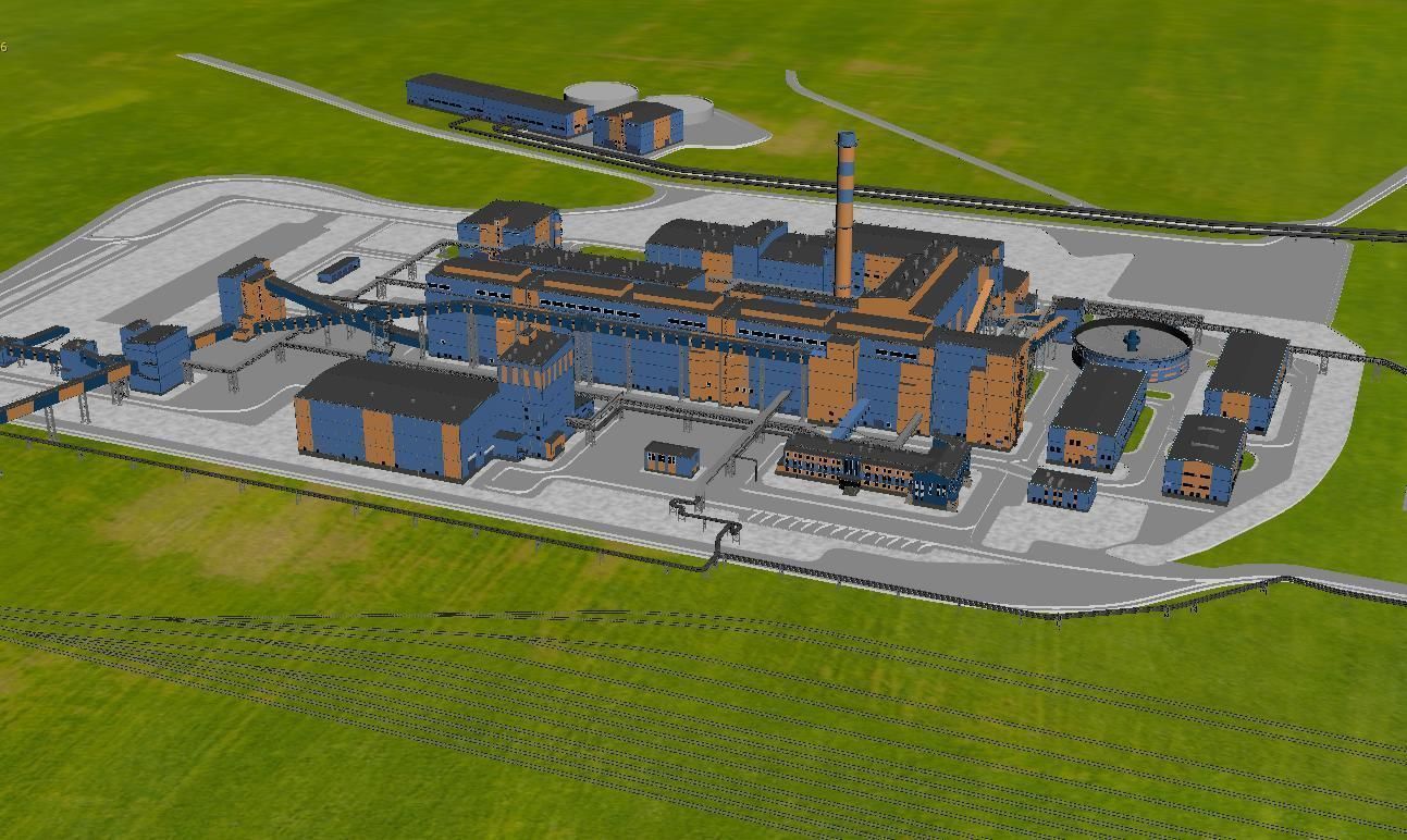 Factory site of nuclear power plant Low-poly 3D model_11