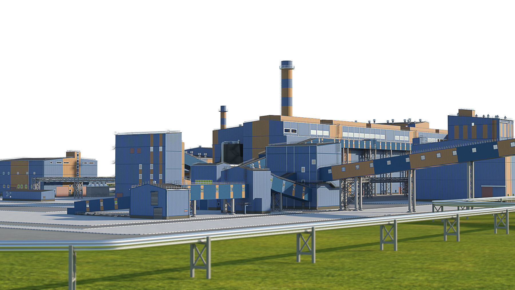 Factory site of nuclear power plant Low-poly 3D model_6