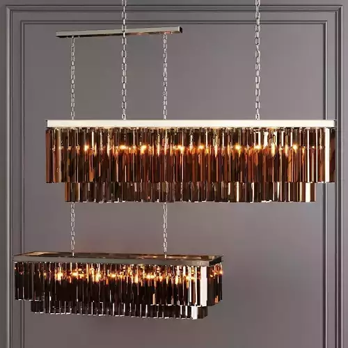 RH 1920S ODEON SMOKE GLASS FRINGE RECTANGULAR 49 Nickel