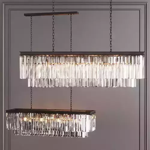 RH 1920S ODEON CLEAR GLASS FRINGE RECTANGULAR 59 Black