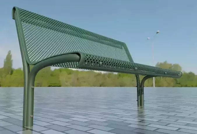 Green Park Bench 3 - Low-Poly Version -