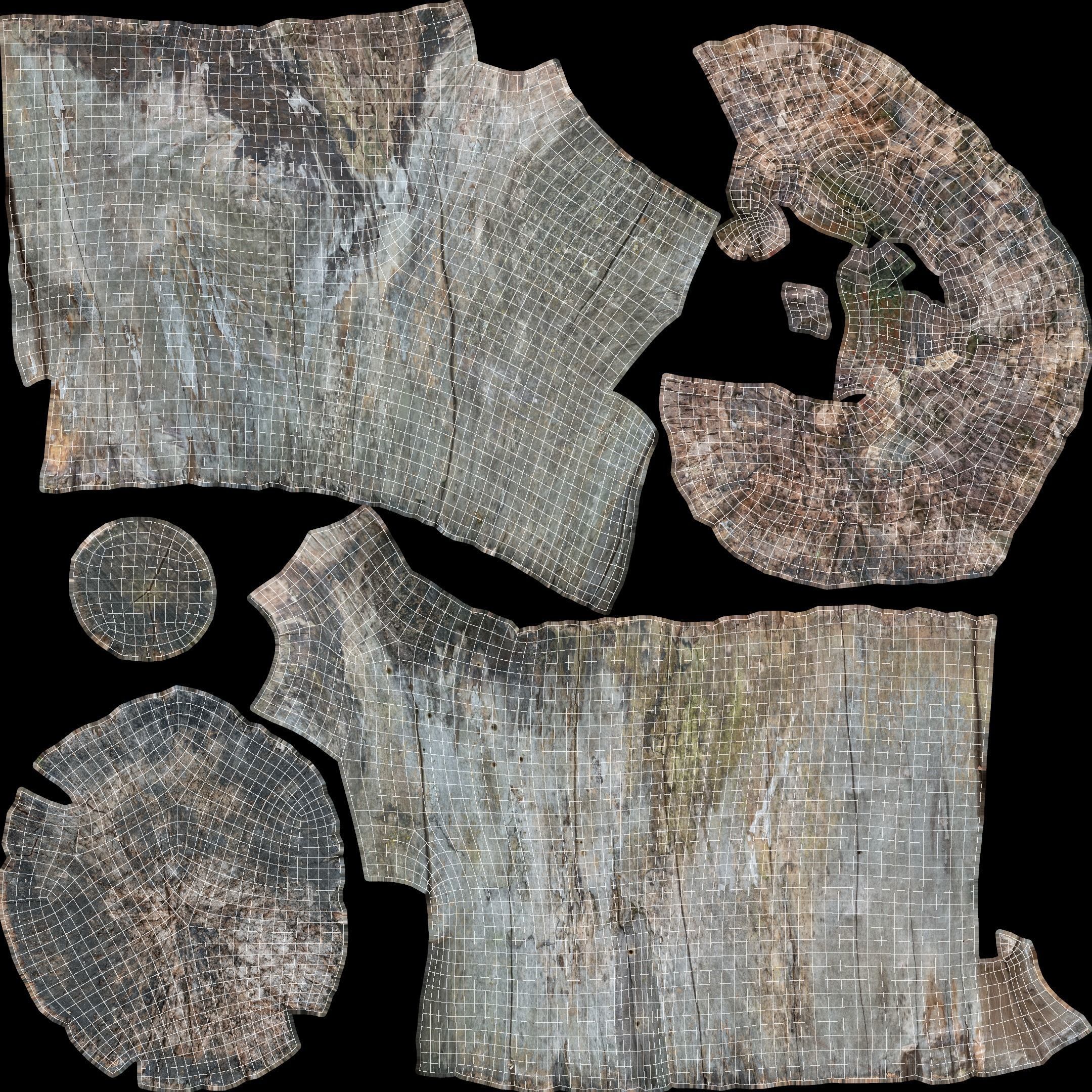 Log Round with Branch Low-poly 3D model_25