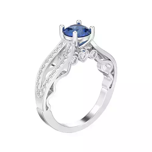 Wedding engagement diamond ring with heart prong