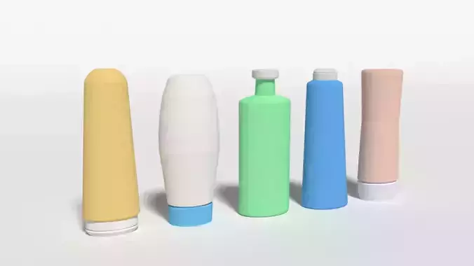 Low Poly Shampoo and Shower Gel Bottles