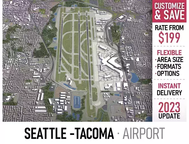 Seattle - Tacoma Airport Low-poly 3D model