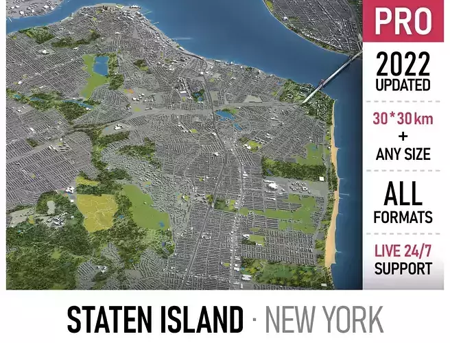 New York - Staten Island Low-poly 3D model