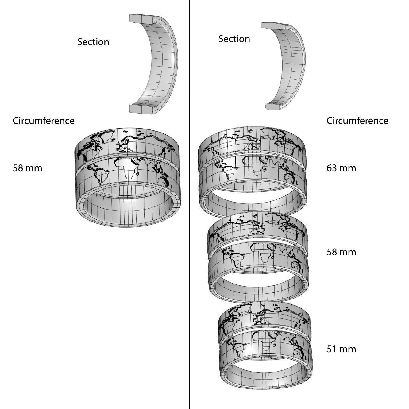 Wedding rings world map 3D model_2