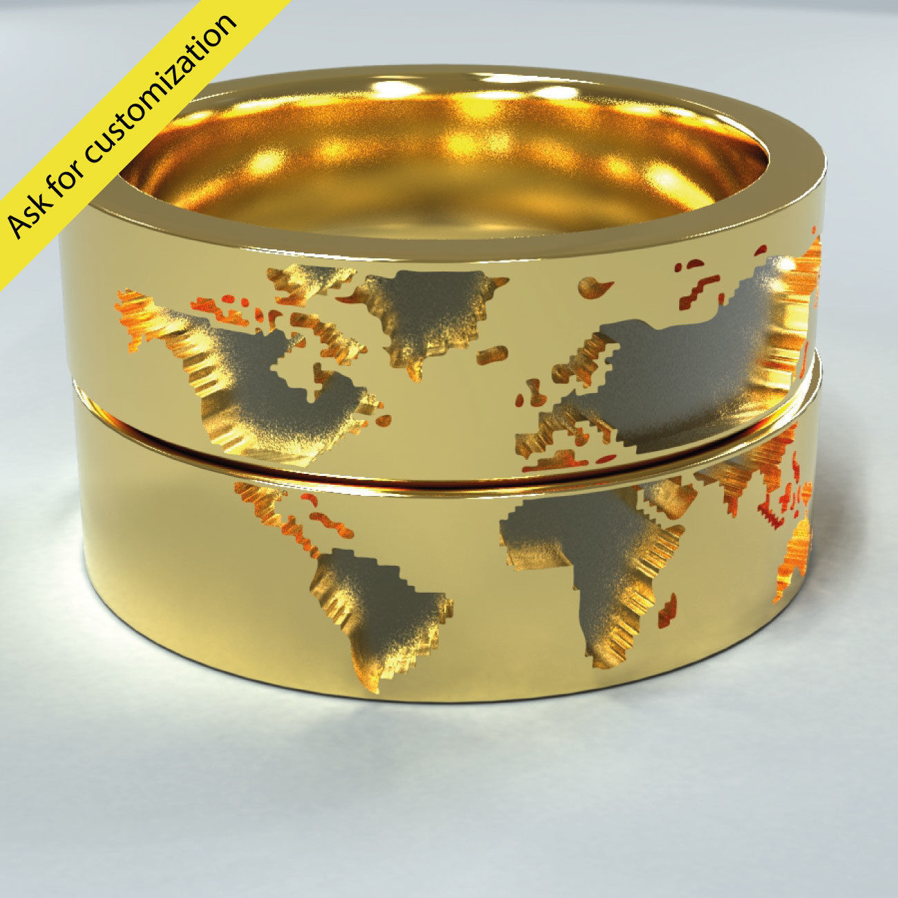 Wedding rings world map 3D model_1