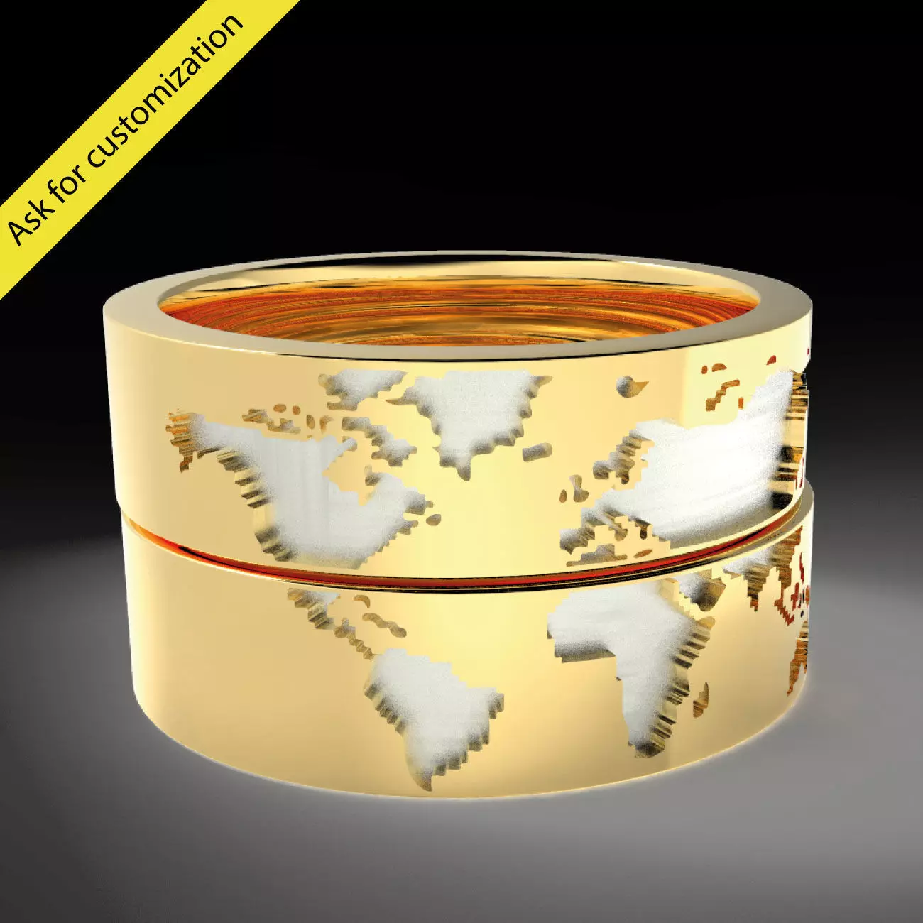 Wedding rings world map 3D model_0