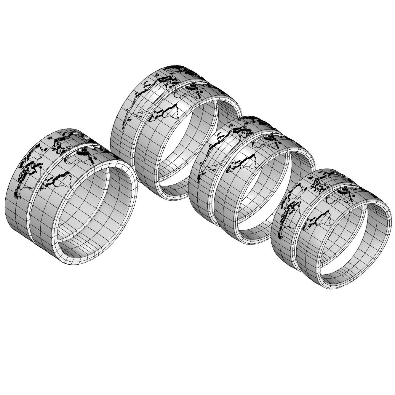 Wedding rings world map 3D model_5