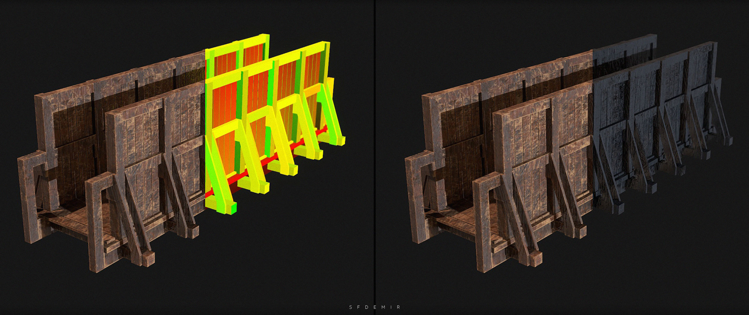 Medieval Bridge Low-poly 3D model_9