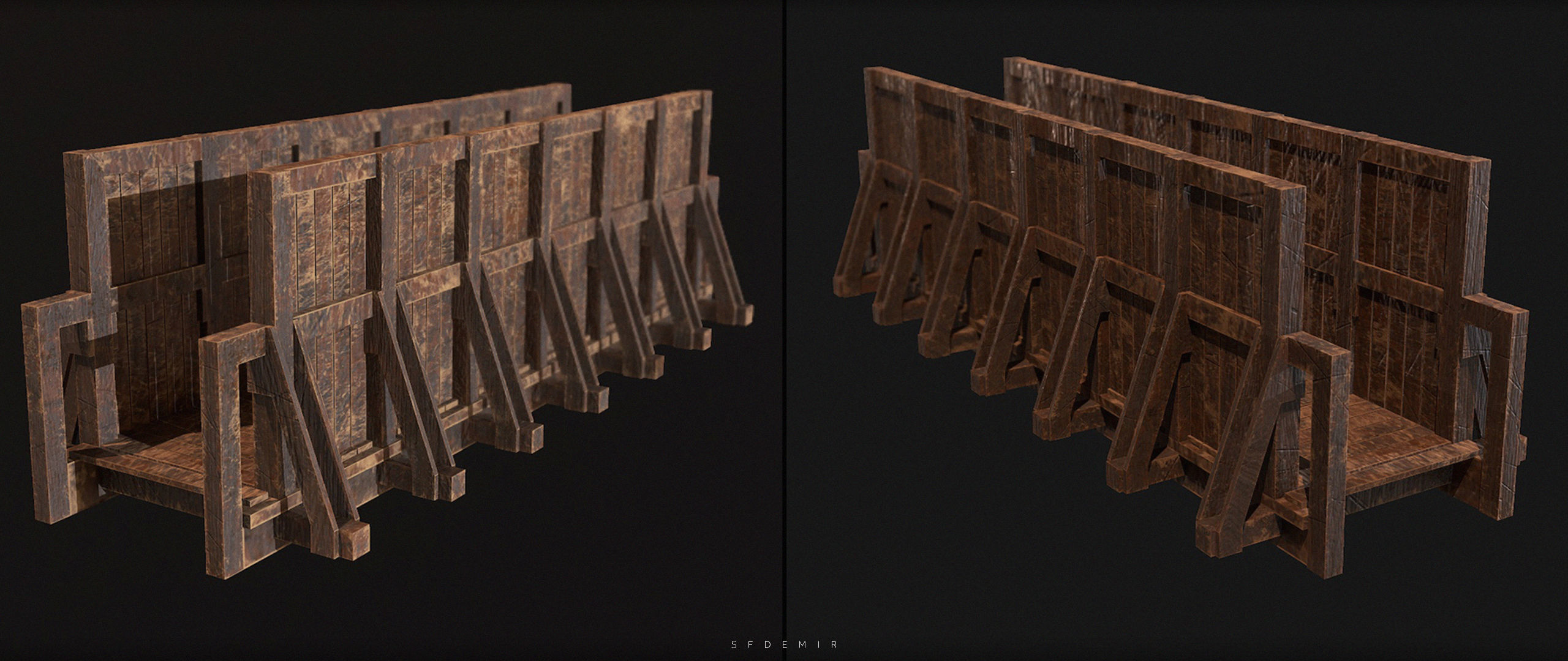 Medieval Bridge Low-poly 3D model_3