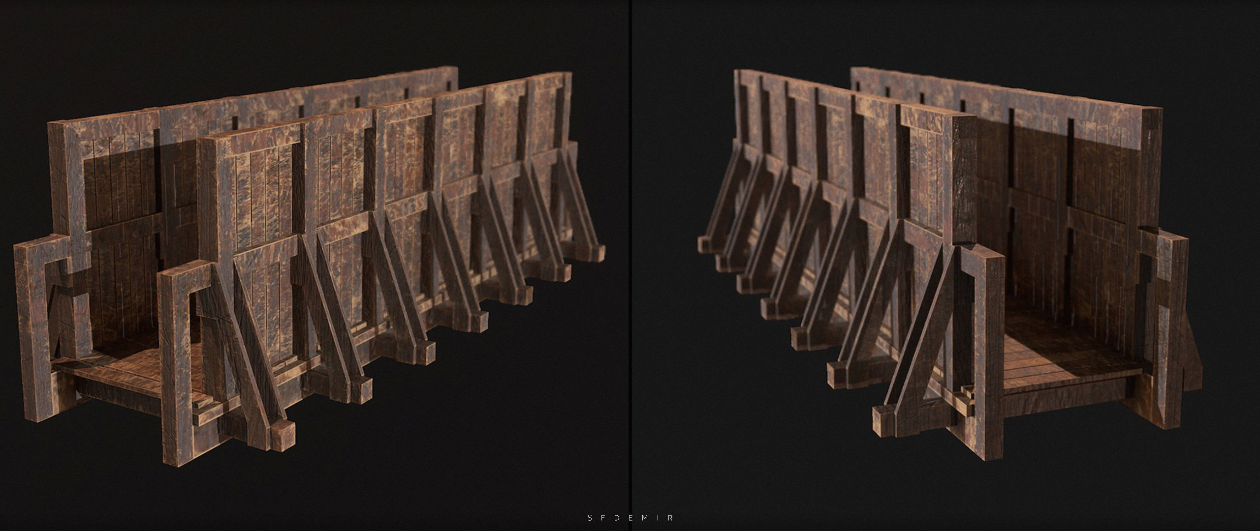 Medieval Bridge Low-poly 3D model_5