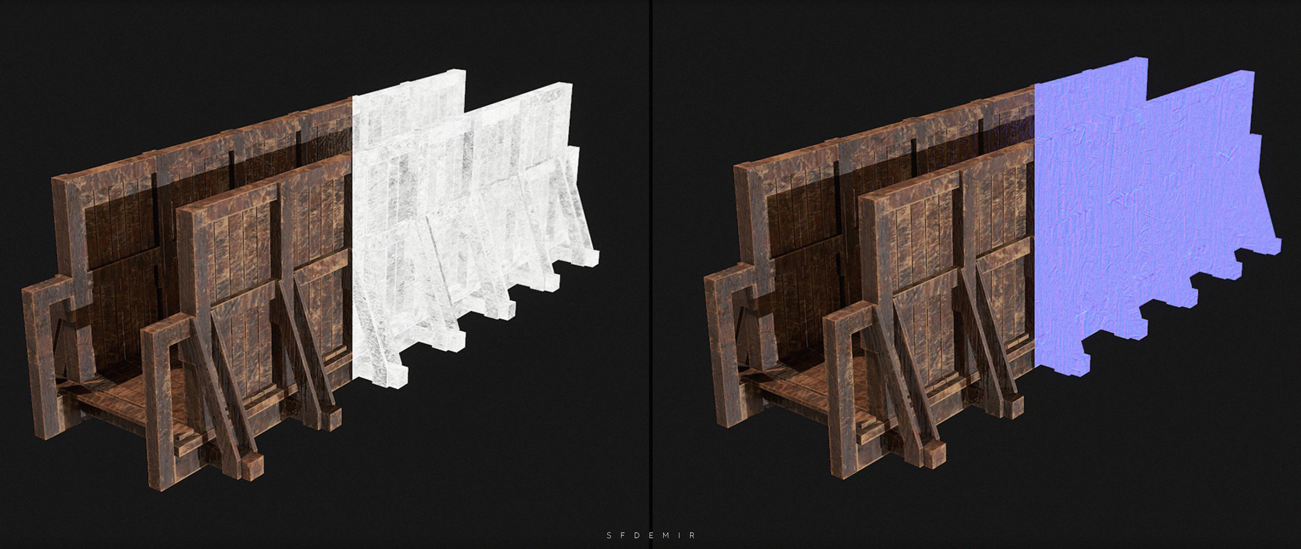 Medieval Bridge Low-poly 3D model_8