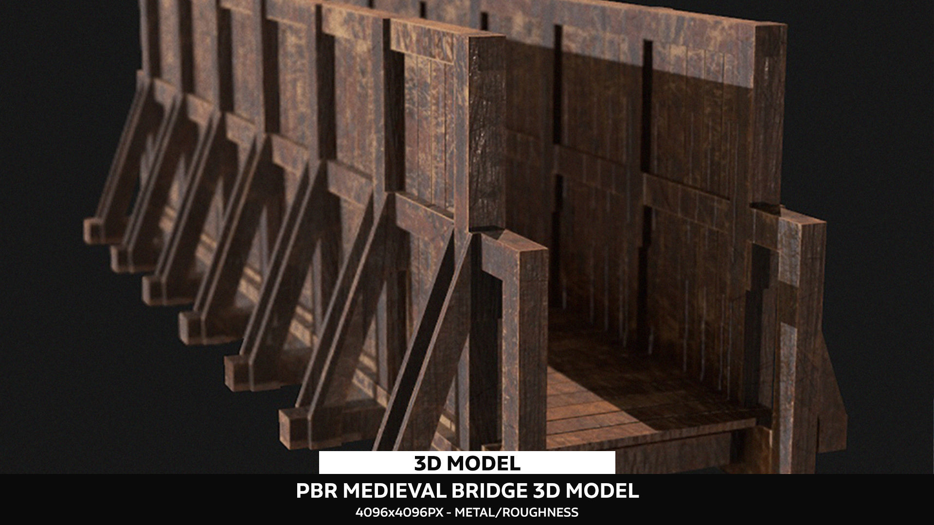 Medieval Bridge Low-poly 3D model_1