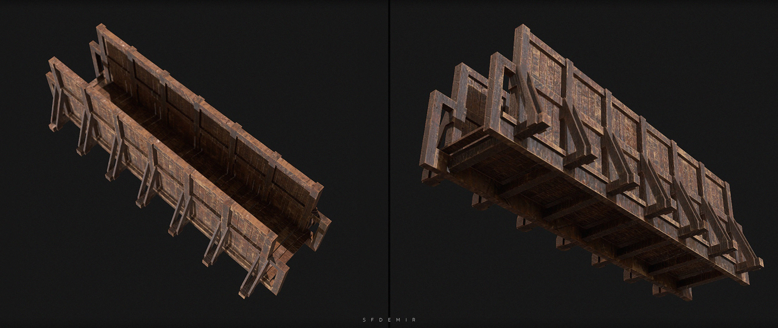 Medieval Bridge Low-poly 3D model_6