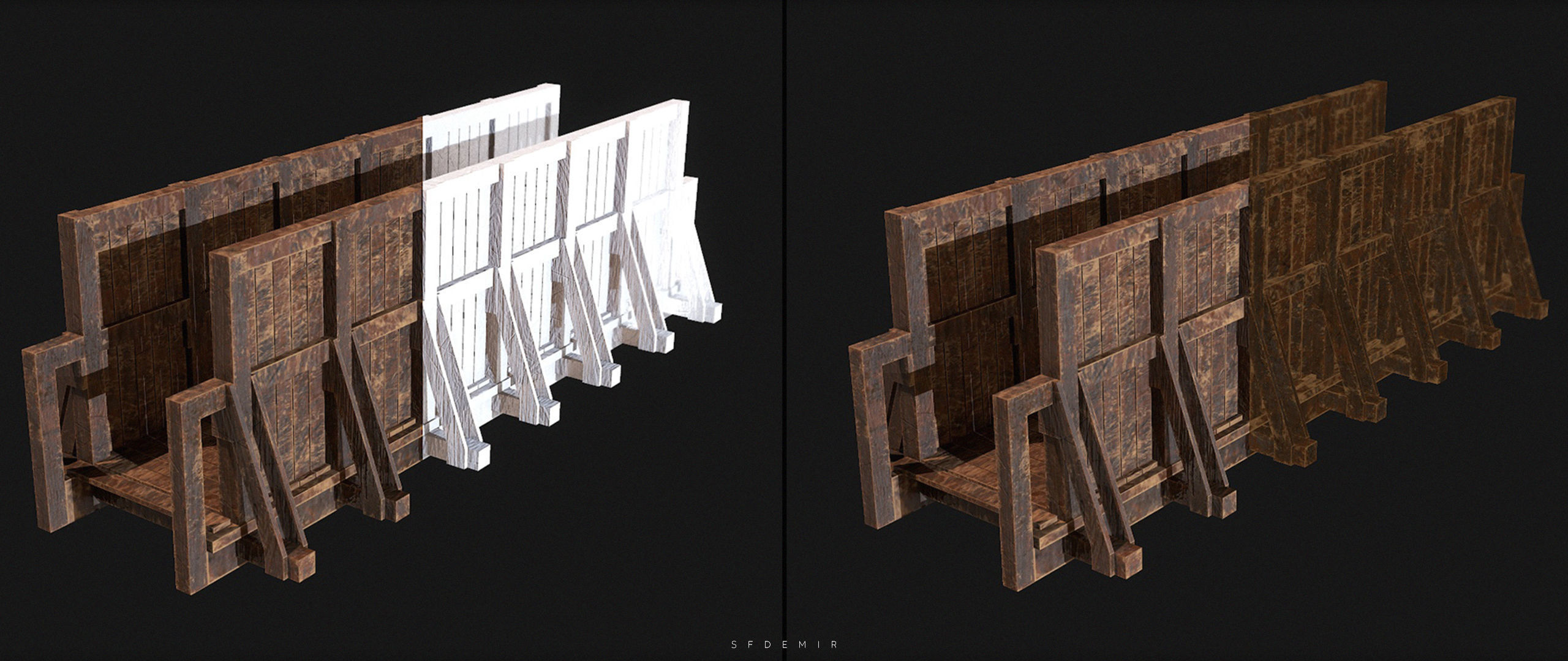 Medieval Bridge Low-poly 3D model_7