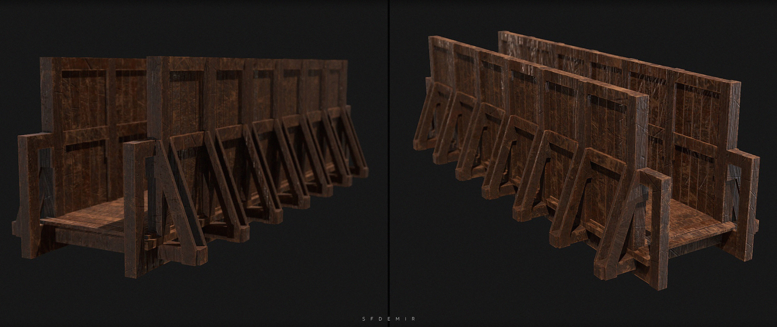 Medieval Bridge Low-poly 3D model_4