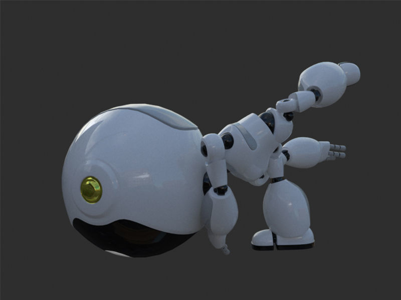 Robot rigged with 3Ds max Biped Low-poly 3D model_8