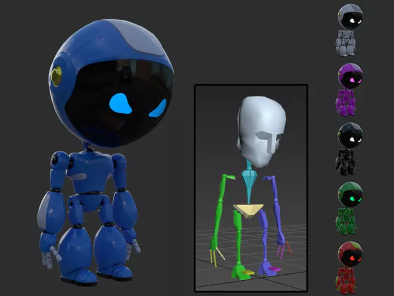 Robot rigged with 3Ds max Biped Low-poly 3D model_0