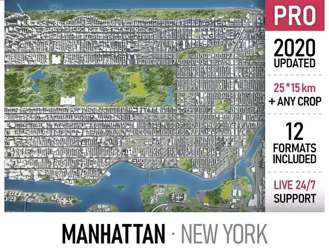 New York - Manhattan Low-poly 3D model