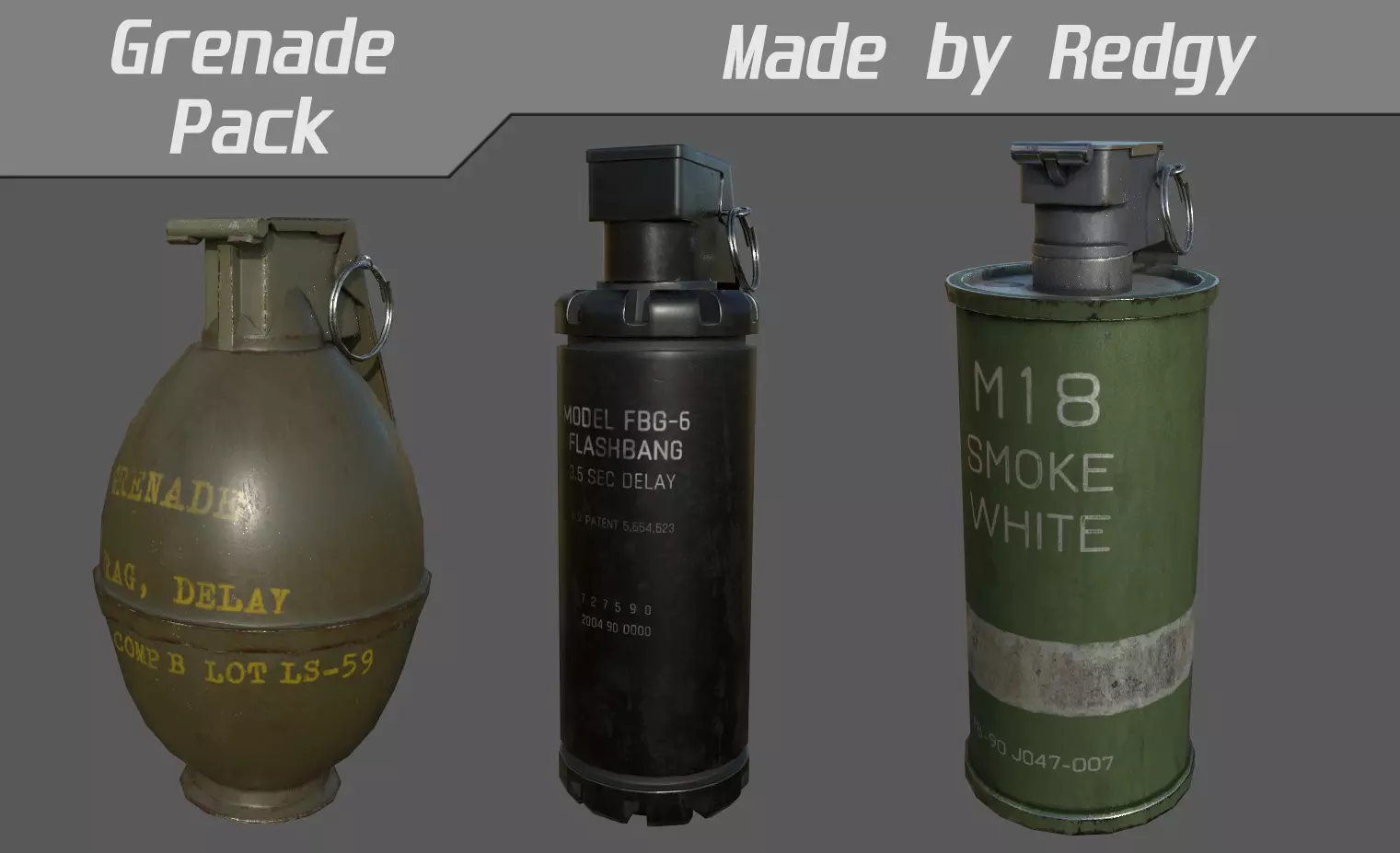 Grenade Pack Low-poly 3D model_0
