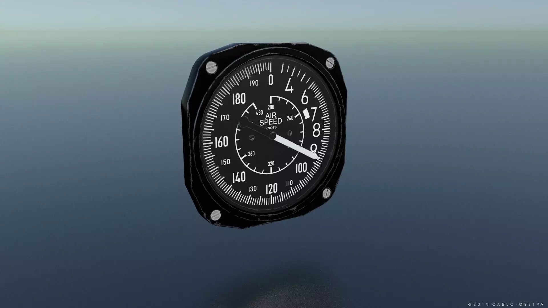 US AIR SPEED INDICATOR Low-poly 3D model_0