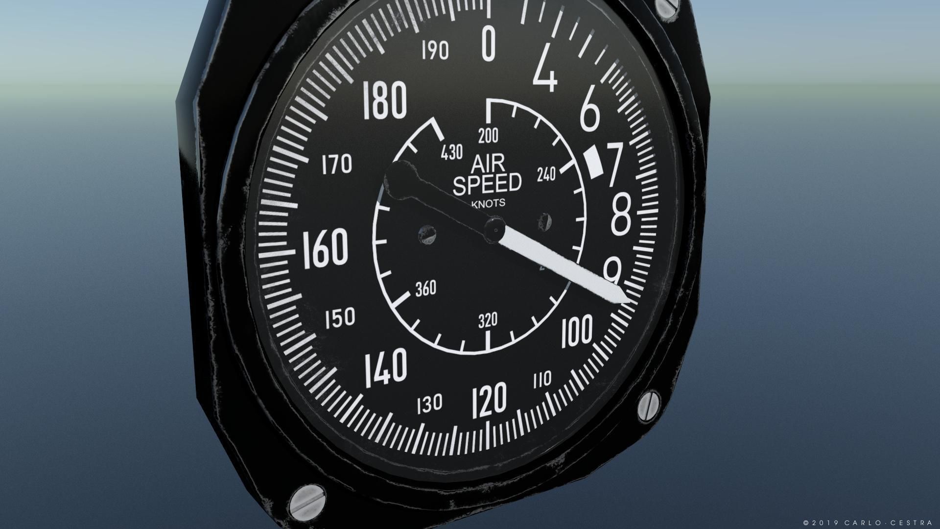 US AIR SPEED INDICATOR Low-poly 3D model_3