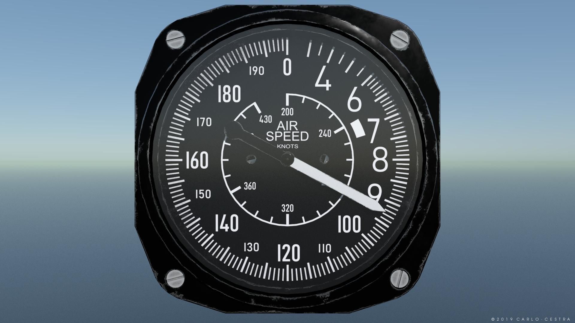 US AIR SPEED INDICATOR Low-poly 3D model_4