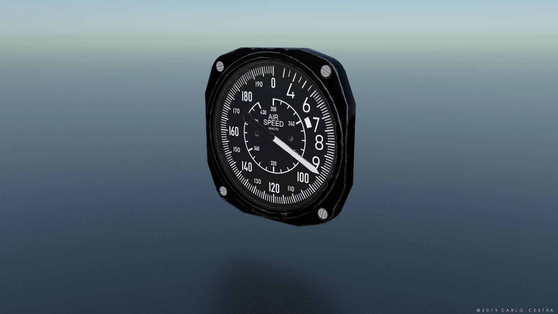 US AIR SPEED INDICATOR Low-poly 3D model_1