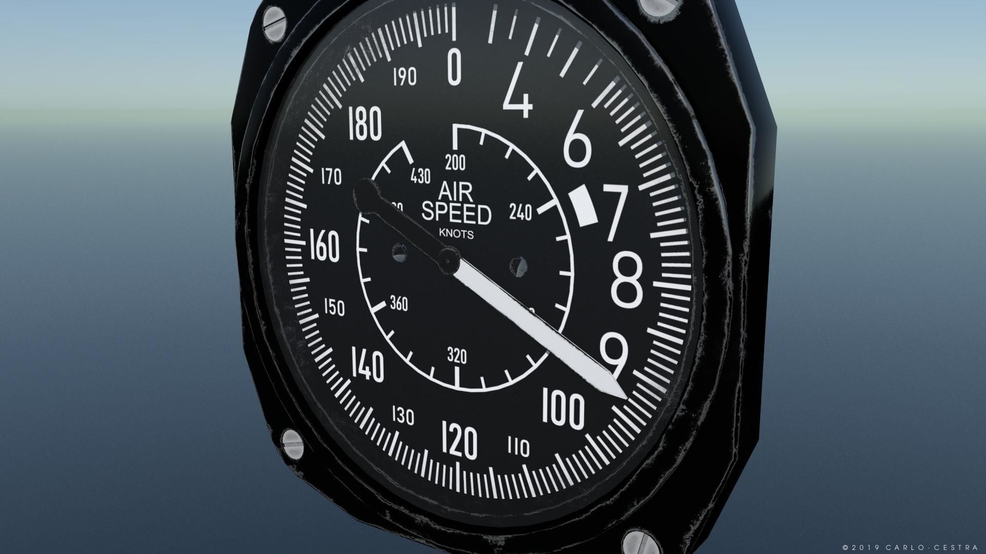 US AIR SPEED INDICATOR Low-poly 3D model_2
