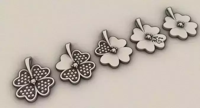Set Of Lucky Clover Pendants