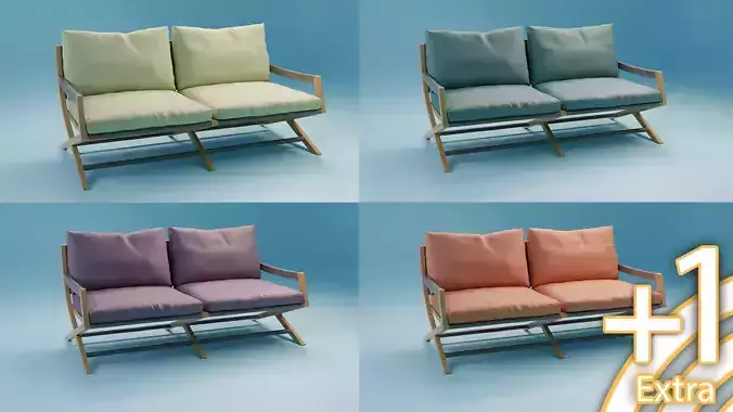 Furniture Emily bench 3D model Low-poly 3D model