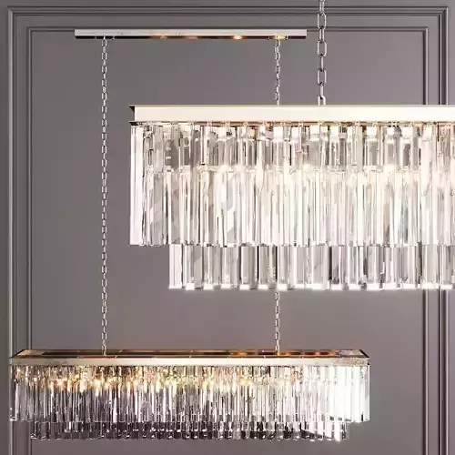 RH 1920S ODEON CLEAR GLASS FRINGE RECTANGULAR 59 Nickel