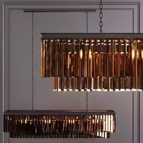 RH 1920S ODEON SMOKE GLASS FRINGE RECTANGULAR 59 Black