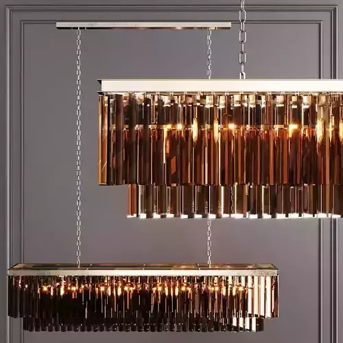 RH 1920S ODEON SMOKE GLASS FRINGE RECTANGULAR 59 Nickel