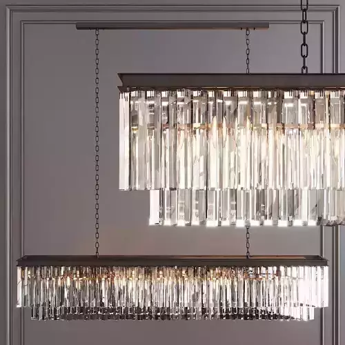 RH 1920S ODEON CLEAR GLASS FRINGE RECTANGULAR 71 Black