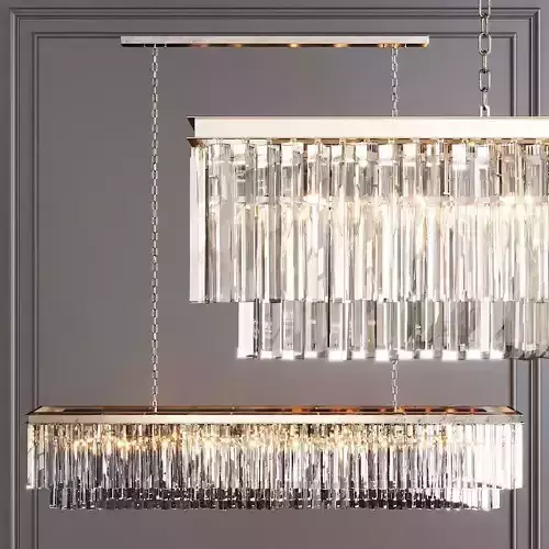 RH 1920S ODEON CLEAR GLASS FRINGE RECTANGULAR 71 Nickel