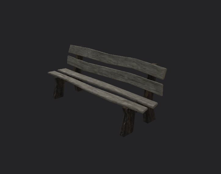 Old Park Bench Free low-poly 3D model_3