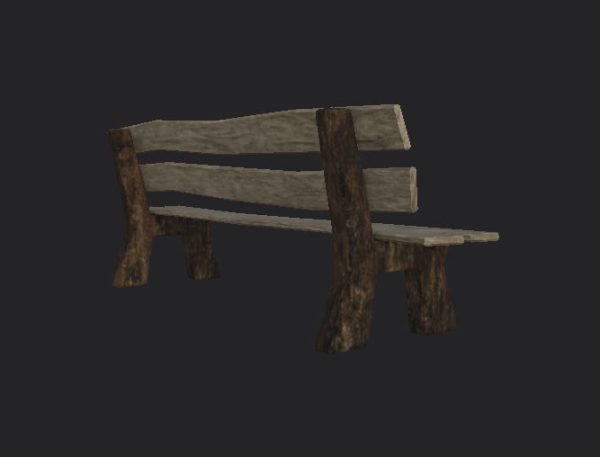 Old Park Bench Free low-poly 3D model_1