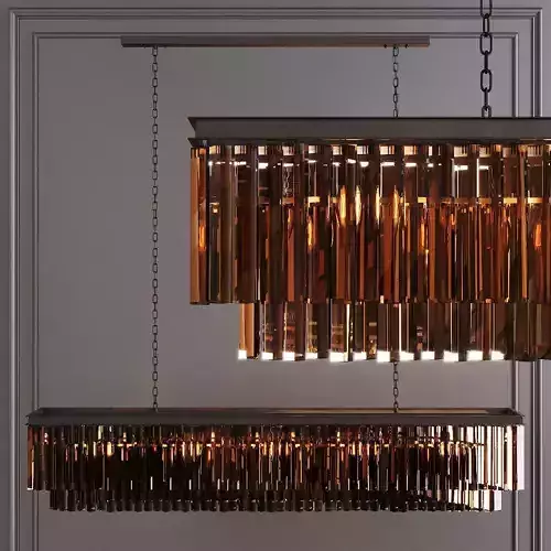 RH 1920S ODEON SMOKE GLASS FRINGE RECTANGULAR 71 Black