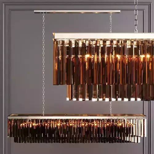 RH 1920S ODEON SMOKE GLASS FRINGE RECTANGULAR 71 Nickel