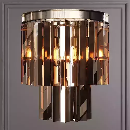 RH 1920S ODEON SMOKE GLASS FRINGE SCONCE Nickel