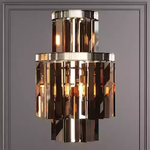 RH 1920S ODEON SMOKE GLASS FRINGE SCONCE 3-TIER Nickel