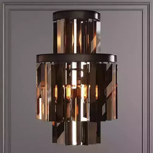 RH 1920S ODEON SMOKE GLASS FRINGE SCONCE 3-TIER Black